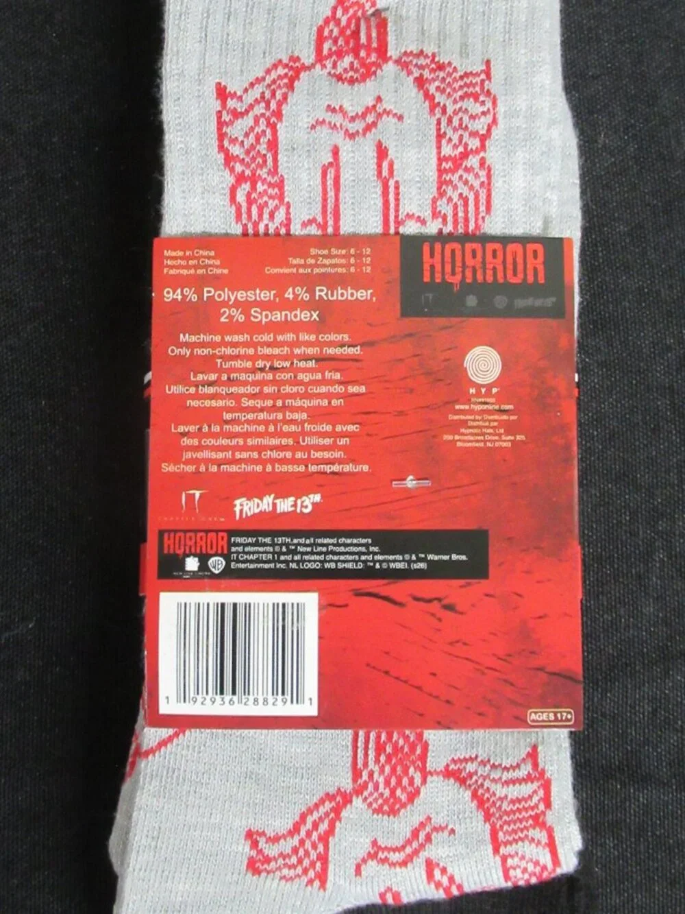 2 pack Horror Crew Socks (Jason and Pennywise)